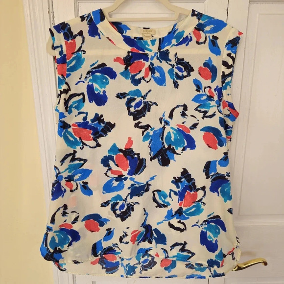 J.Crew abstract flower scoop neck sleeveless top size M - Picture 1 of 6
